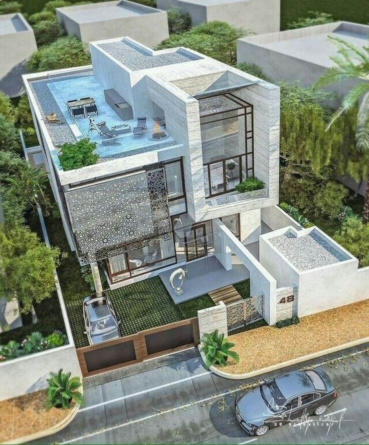 طراحی نمای مدرن ویلا10